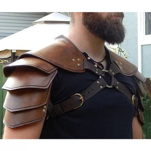 Medieval Warrior Swordsman performance shoulder pad COSPLAY stage props retro multi-layer leather rivet bound shoulder Armour belt