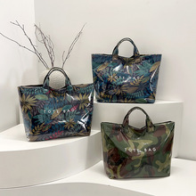 跨境大容量女士手提包2025迷彩树叶托特包外出时尚购物袋通勤包包