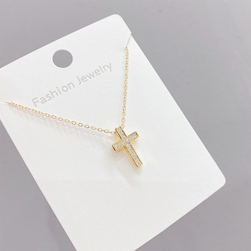 Fashion Cross Copper Necklace Gold Plated Zircon Copper Necklaces 1 Piece display picture 2