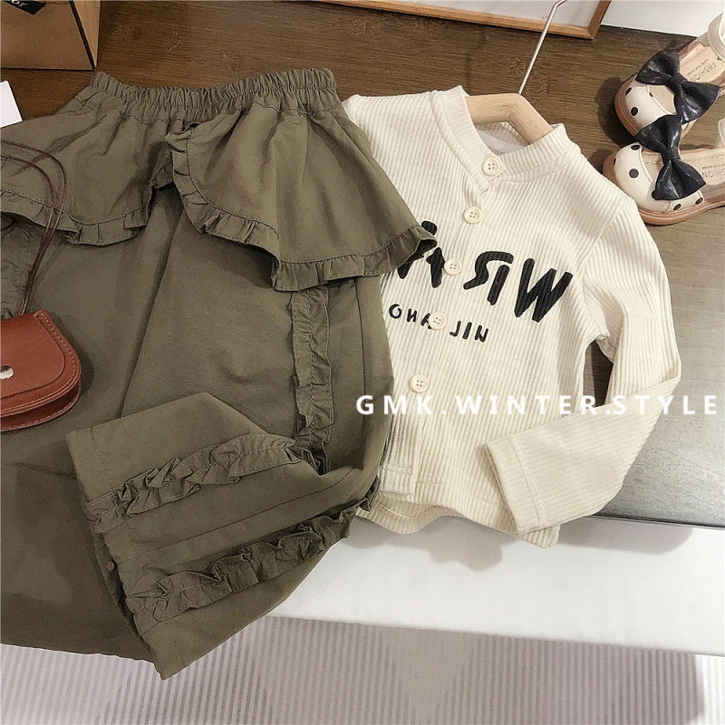女童韩版套装春秋款新款儿童洋气时髦秋装女宝宝荷叶裤两件套外贸|undefined