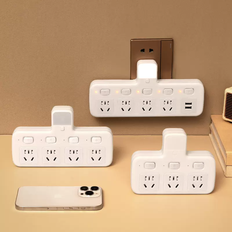 转换器插座板一转多功能USB密文发货小夜灯扩展器排插多孔接线板