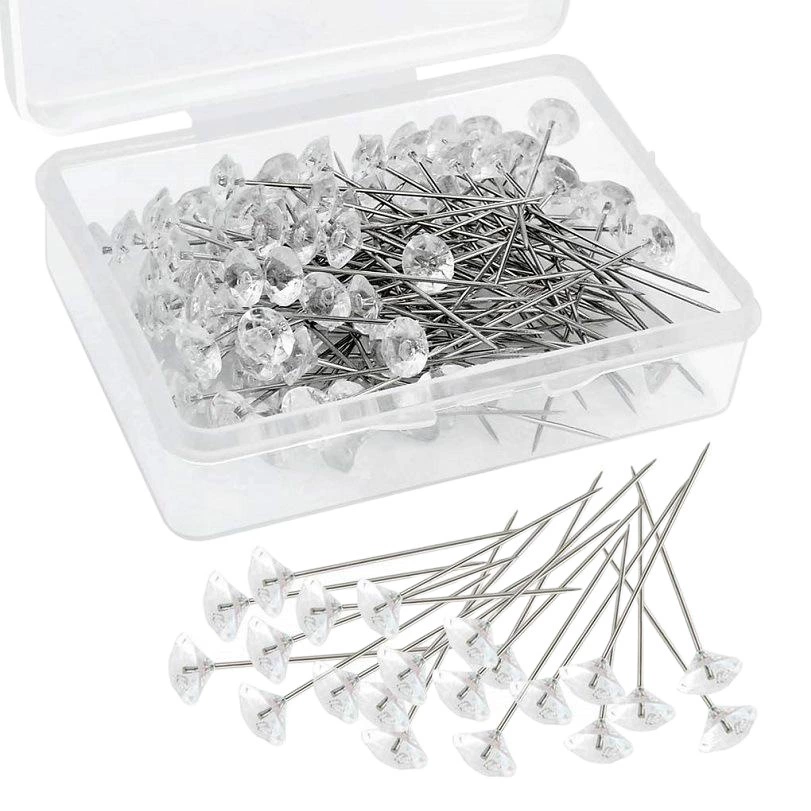 Прямые поставки с фабрики: прозрачные акриловые булавки с алмазным позиционированием для декора свадебных платьев, цветов, фиксации, большая головка броши.