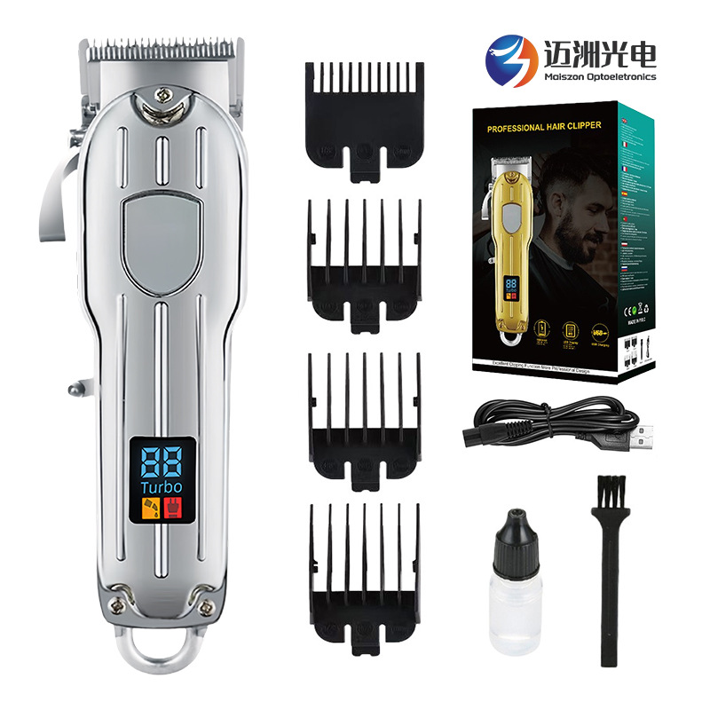 Cortadora de Pelo Recargable con Batería de Litio, Éxito de Ventas Transfronterizo, con Pantalla LCD para Uso Doméstico y en Salón, Cortadora de Pelo Eléctrica Profesional