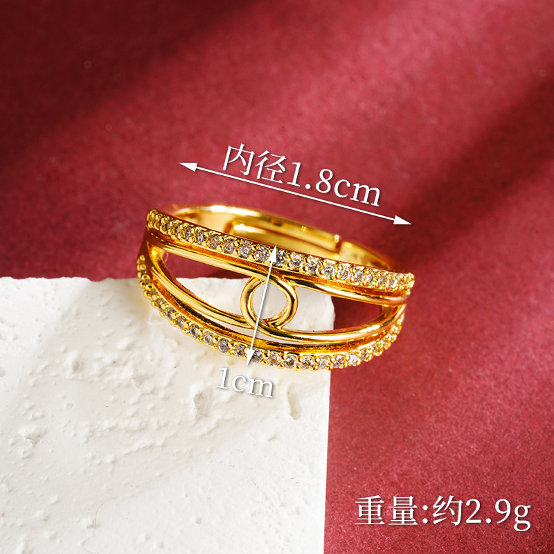 Anillo de mujer de oro de arena de Vietnam personalidad universal Europa y América simplificada viento transfronterizo fabricantes de joyería al por mayor