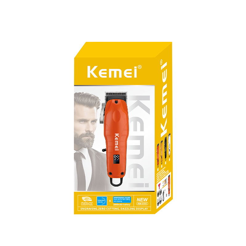 Kemei cortador de pelo de visualización digital KM - 2355 cortador de corte de corte de alta velocidad cortador de corte eléctrico profesional