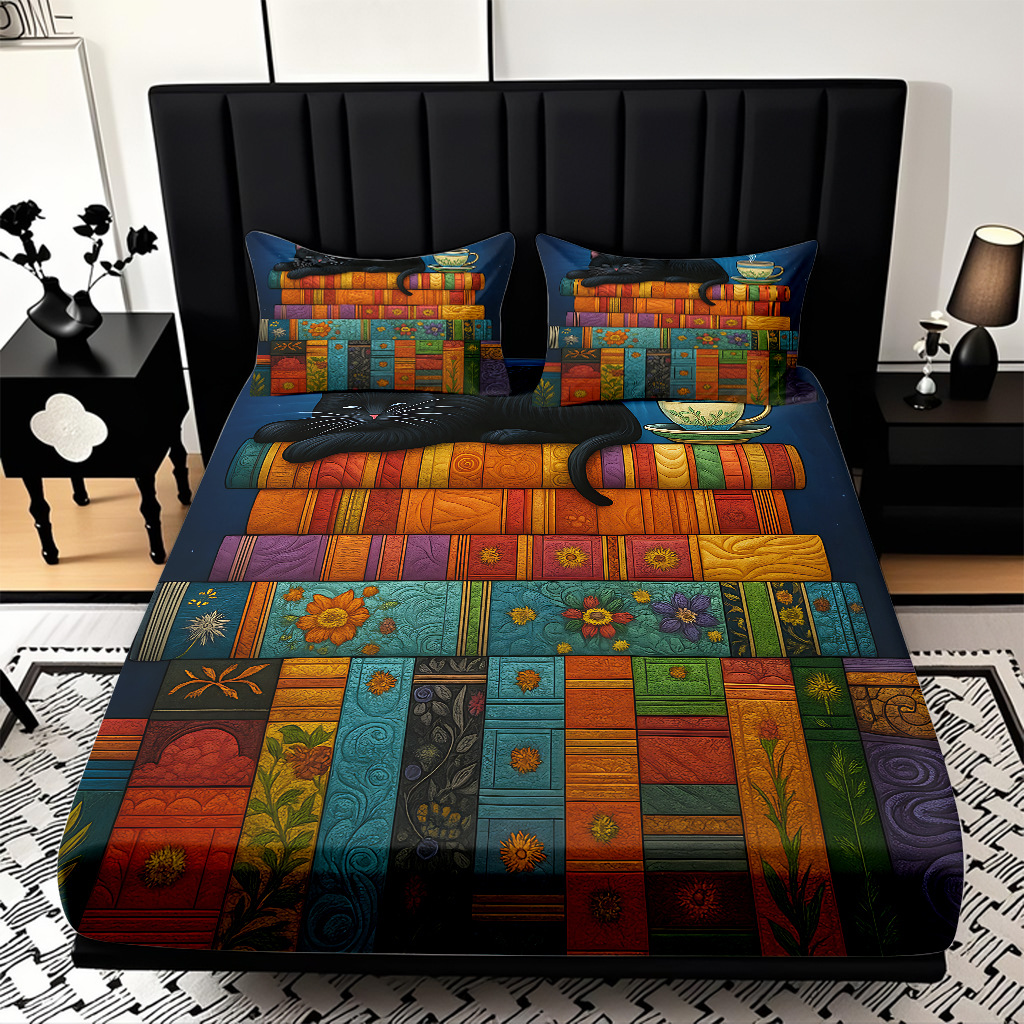 TEMU / JIT transfronterizo para animados gatitos de alta definición impresión digital kit de cama de cama de fábrica directa para imprimir