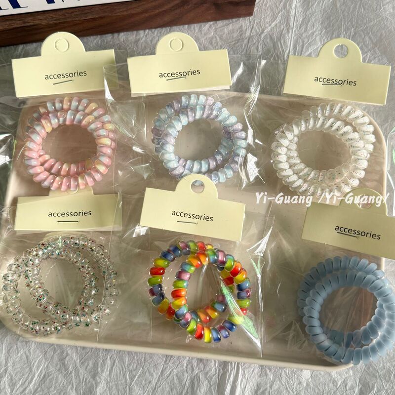 2 Pack High-grade Sense Large Telephone Cable Hair Ring suit South Korea New Color All-match High-stretch Traceless Ins Hair Accessories 2 Pack High-grade Sense Large Telephone Cable Hair Ring suit South Korea New Color All-match High-stretch Traceless Ins Hair Accessories