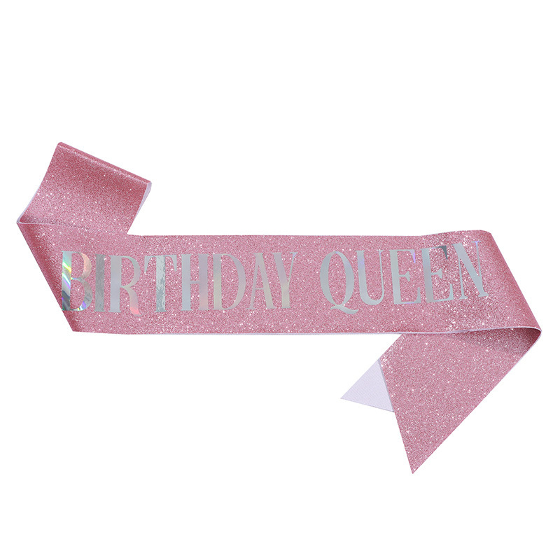 Cumpleaños en stock, banda de cumpleaños, correa de etiqueta, corona de oro rosa, correa de hombro