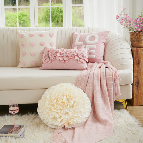 French romantic wedding pillow modern pink ins style living room wedding room sofa bedside cushion cover manufacturer wholesale