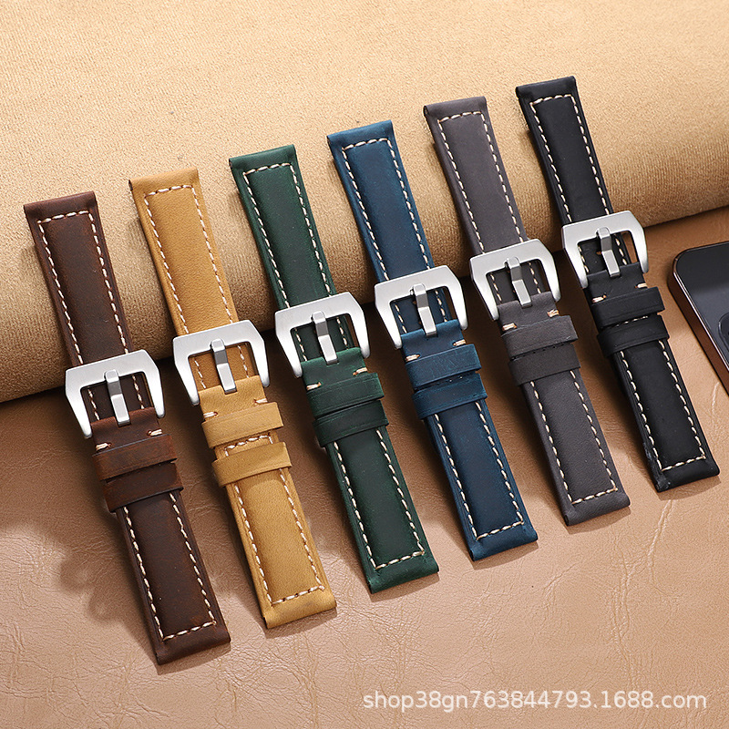 Aplicable iwatch correa de cuero genuino Apple correa de reloj applewatch8 Huawei GT3 Samsung S1 Pena Mar
