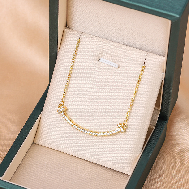 Fashion Smiley Face Titanium Steel Plating Inlay Rhinestones Necklace 1 Piece