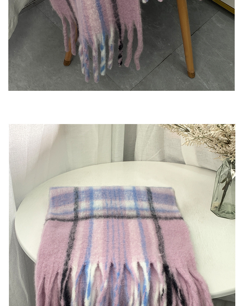 Bufanda de cuadros para mujer con flecos estilo cachemir_voghion.com