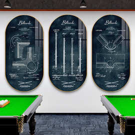 台球厅装饰画桌球分解结构图片海报壁画桌球室俱乐部背景墙面挂画