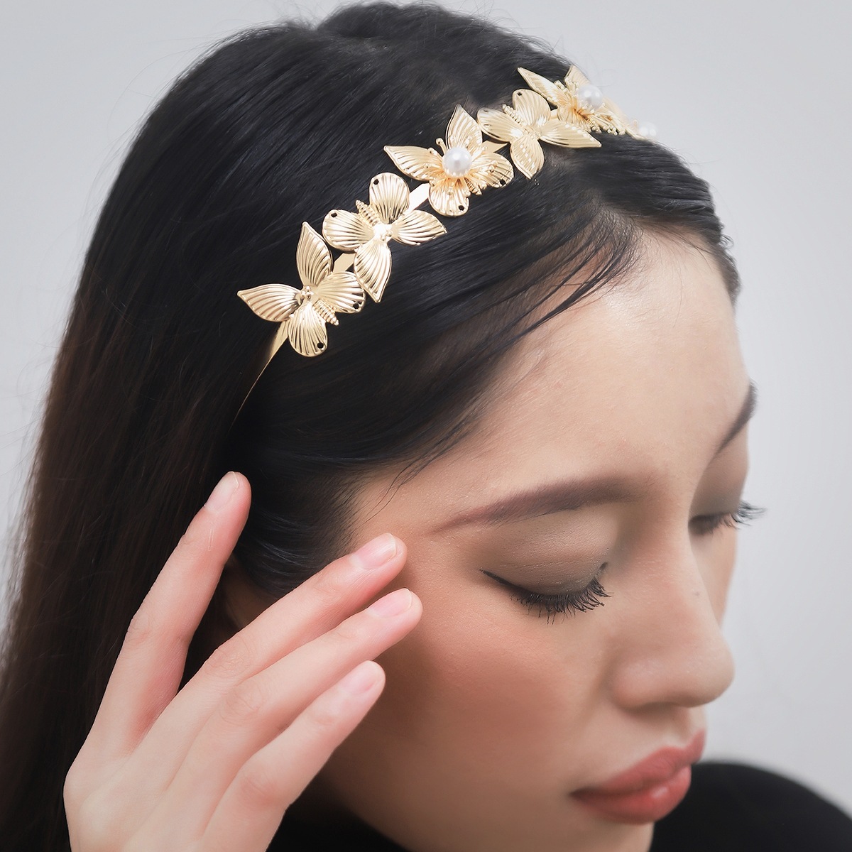 Transfronterizo europeo y americano de moda barroco mariposa metal diadema nupcial diadema hembra diosa griega con incrustaciones tocado accesorios para el cabello