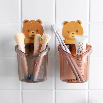 Little Bear Cup stickers Hug Storage cup Paste Storage Wall Cup holder Leachate Toothbrush holder TOILET wall