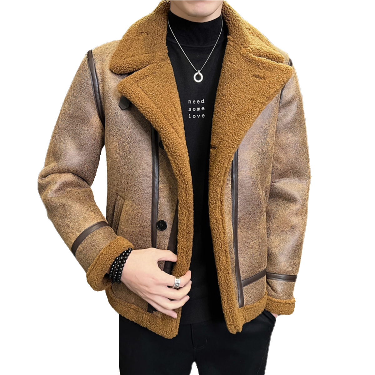 Men's Clothing Autumn and Winter Men's Fur Jacket Men's Coat Thickened Tops_voghion.com