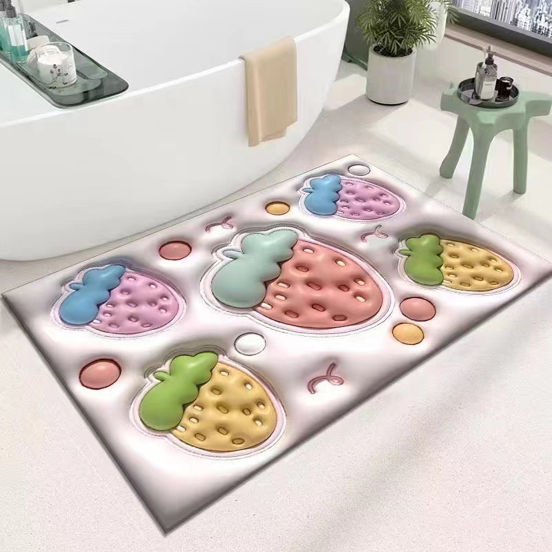 クリエイティブ3D膨張花卉珪藻泥浴室トイレ吸水速乾足マット家庭用汚れ防止玄関マット|undefined