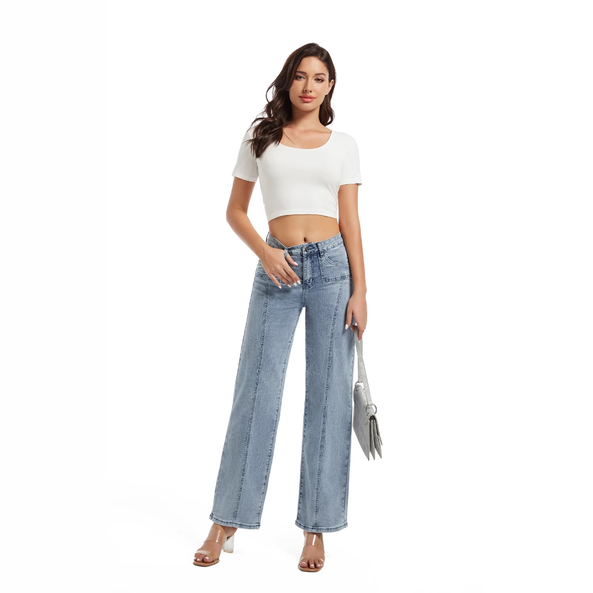 2025 Autumn Cross-border New High-Quality Jeans Blue Jeans Long Wide Legs Jeans