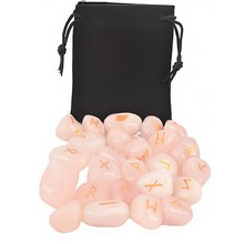 天然水晶玛瑙石符文刻字卢恩符号如尼符石25颗礼品袋装跨境直供