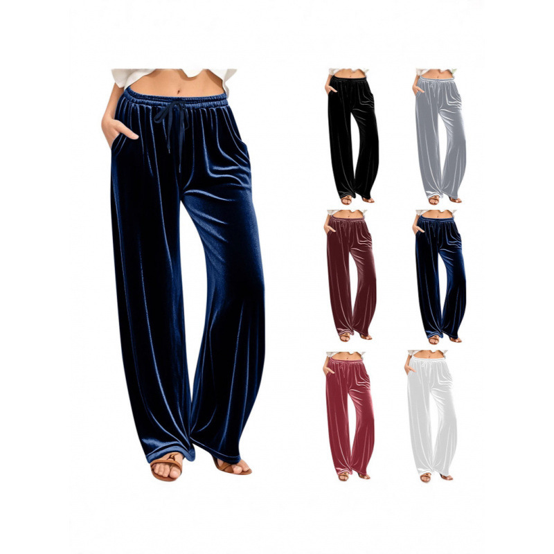 Amazon European and American Cross-Border Independent Site Autumn Women's Velvet Pants with Drawstring Waist, Jogger Wide-Leg Pants, Casual Pants Amazon European and American Cross-Border Independent Site Autumn Women's Velvet Pants with Drawstring Waist, Jogger Wide-Leg Pants, Casual Pants