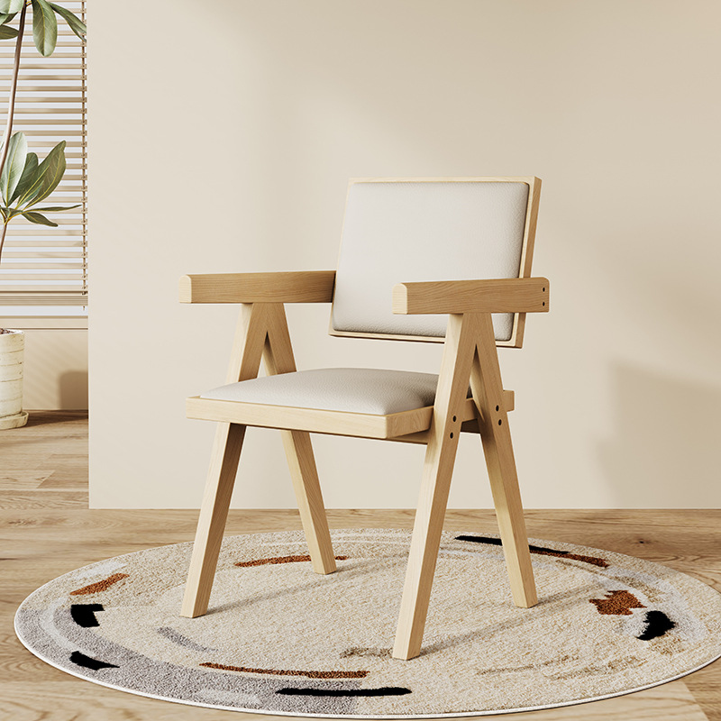 Sillas de comedor de madera maciza sillas medievales nórdicas con reposabrazos sillas K sillas de caña domésticas sillas de caña Chandigarh