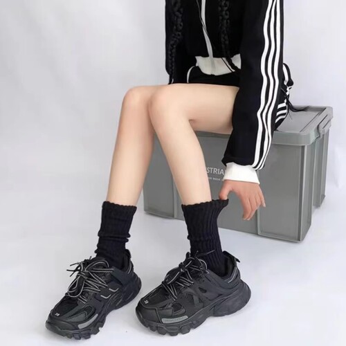 White pile casual socks for men and women, mid-calf, autumn and winter cotton, ins trendy breathable leg socks, Japanese breathable anti-odor versatile