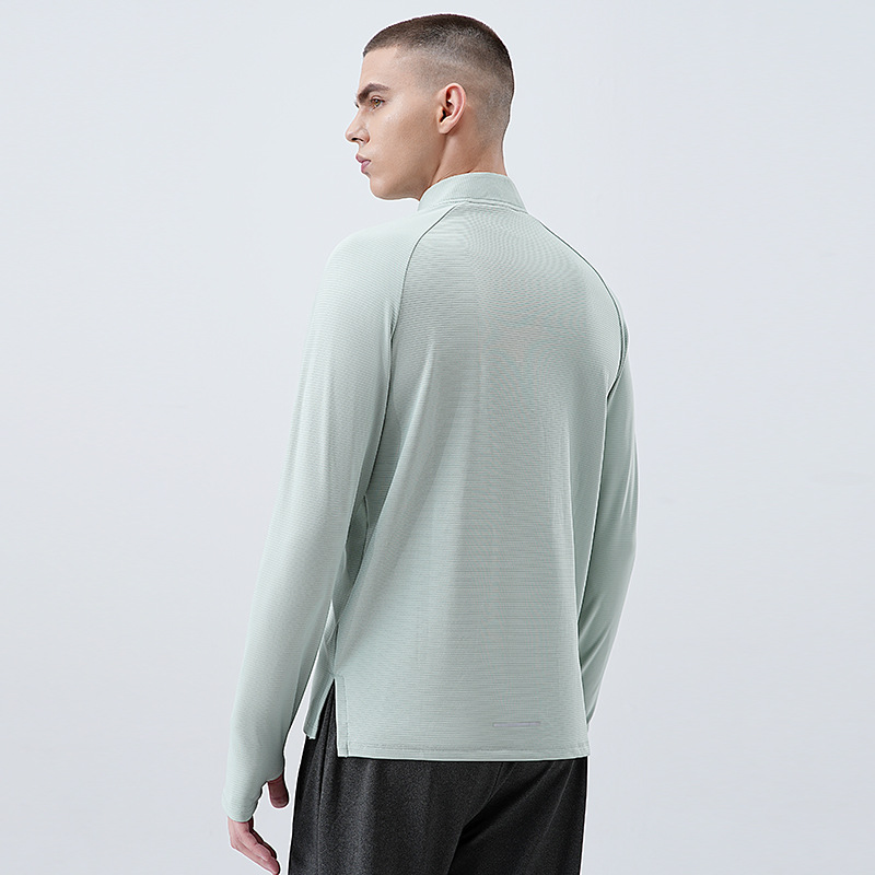 Nuevo otoño y invierno medio cremallera rápida secado de manga larga ropa de secado rápido hombre camiseta deportiva de ejercicio de bicicleta ropa de carrera