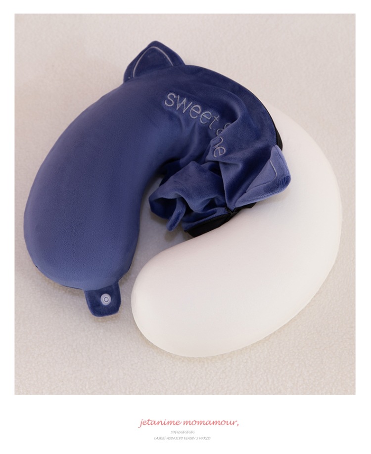 Coussin de voyage en forme de u avec motif chat pour le cou_voghion.com