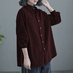 大码灯芯绒衬衫女外穿春秋冬胖棉上衣内搭宽松遮肉衬衣200斤