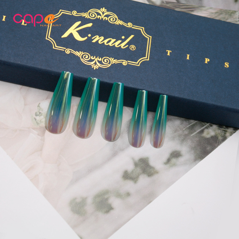 K · nail 20 finished nail art high-grade gift box hard box gradient colorful long ballet armor K · nail 20 finished nail art high-grade gift box hard box gradient colorful long ballet armor