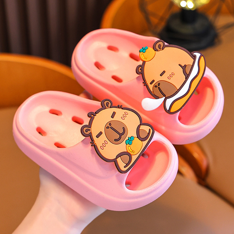 Capibara zapatillas de verano para niños, niños y niñas pisando la mierda, fugas antideslizantes para baño, padres e hijos, zapatillas de baño para niños