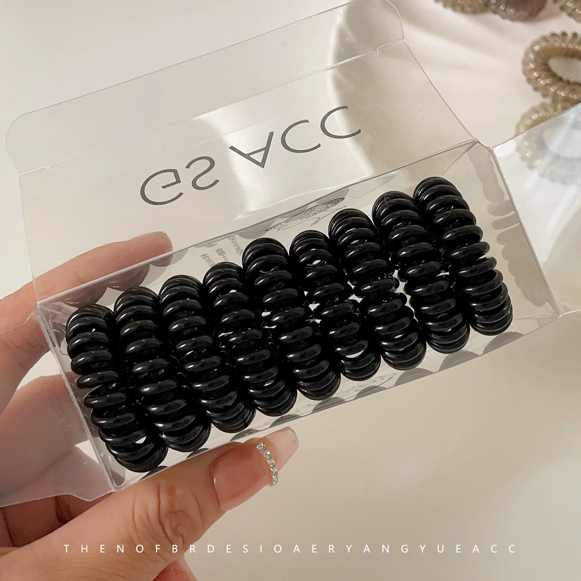 Проволока для волос Telephone Coil Hair Rope (П ponytail) — матовая и прозрачная, корейский простой элегантный, ассорти цветов