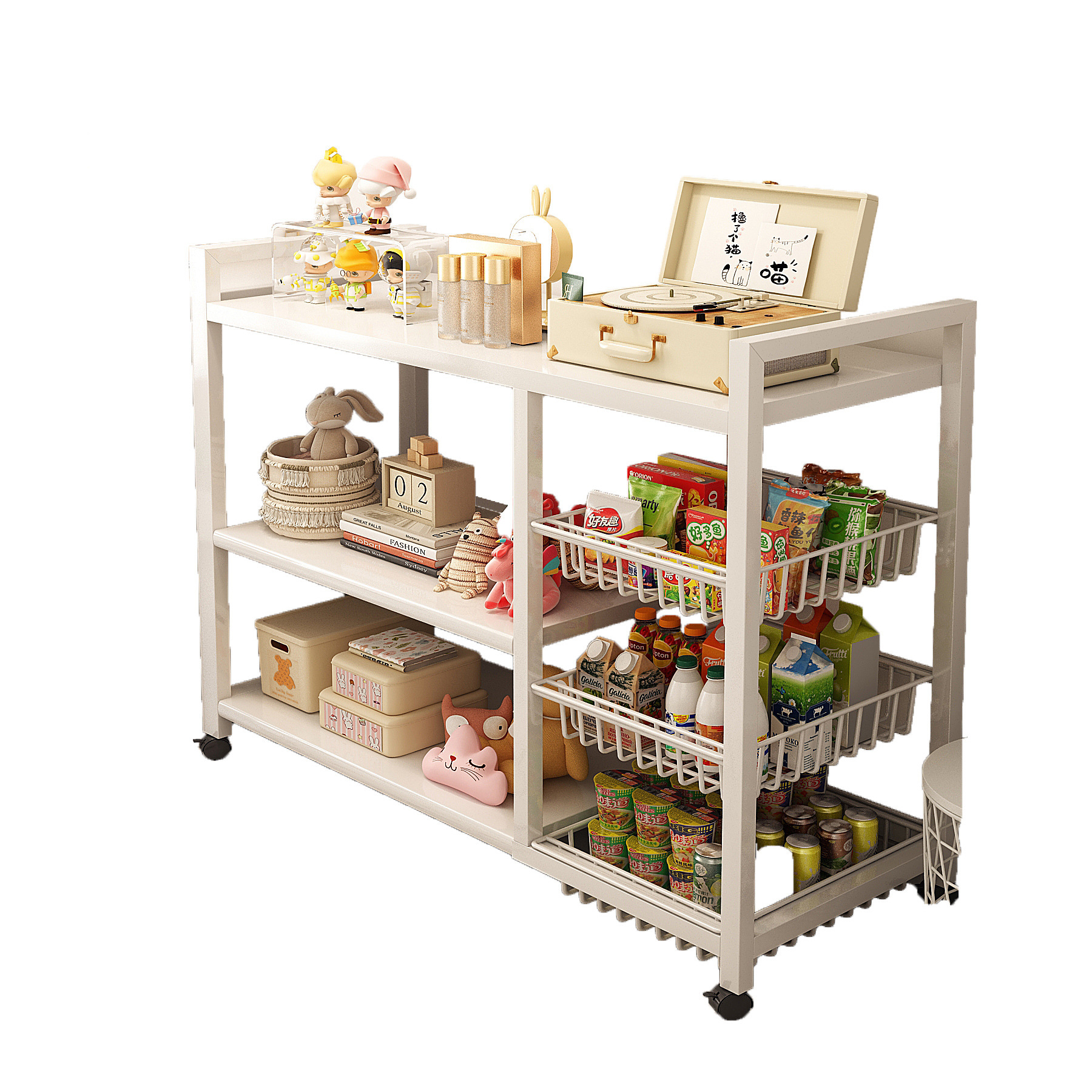 Estante de almacenamiento de piso a techo Estante de almacenamiento de varias capas Dormitorio de niñas Almacenamiento en el hogar Exhibición de hierro forjado Sala de estar Estante corto extraíble