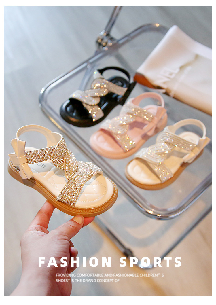 Neue Sommersandalen für Mädchen 2024: Big Boy Pearl Water Diamond Damen-Römerschuhe, modische Prinzessinnen-Sandalen_voghion.com