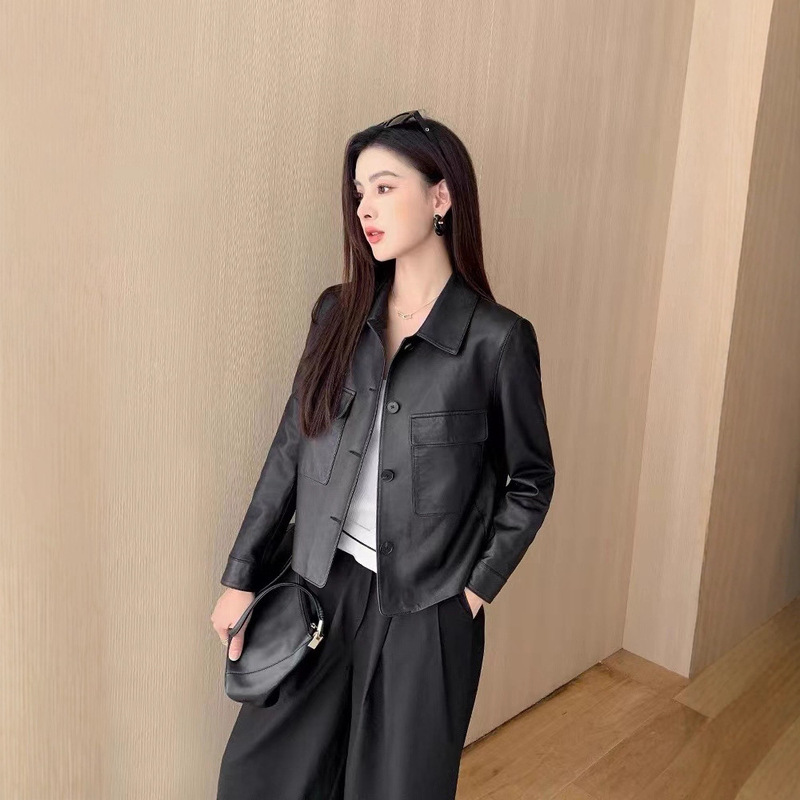 Haining Spring and Autumn New Genuine Leather Sheepskin Jacket for Women, Casual Simple Short Coat Haining Spring and Autumn New Genuine Leather Sheepskin Jacket for Women, Casual Simple Short Coat