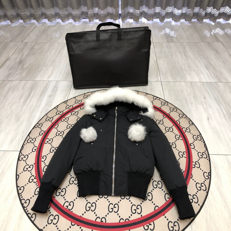 Moose 02/03 Scissor Down Jacket, Couple's Down Jacket, Men's and Women's Short Fox Fur Hooded Jacket