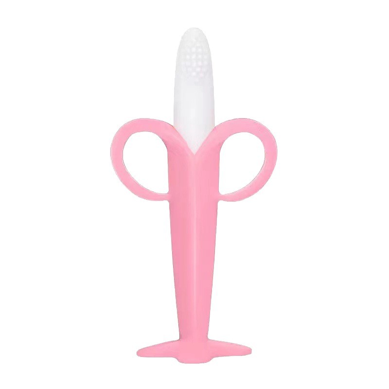 Diente para bebés de grado alimenticio plátano estereoscópico diente de silicona para bebés palillos de dientes para niños cepillo de dientes para niños juguetes para niños