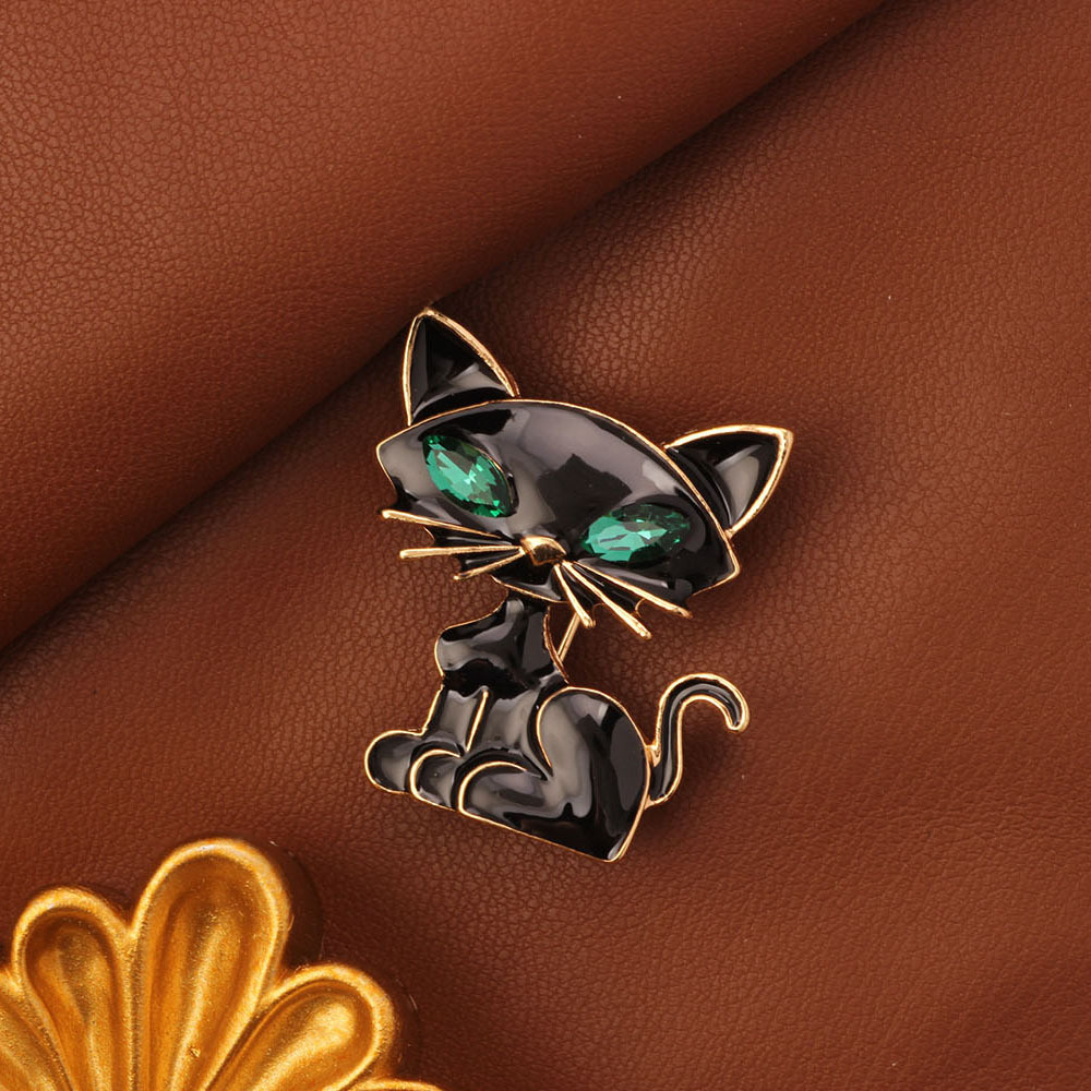 Brooch Versatile Suit Personalized Black Good White Accessories Mouse Crystal Pin Catching Cat New Style_voghion.com