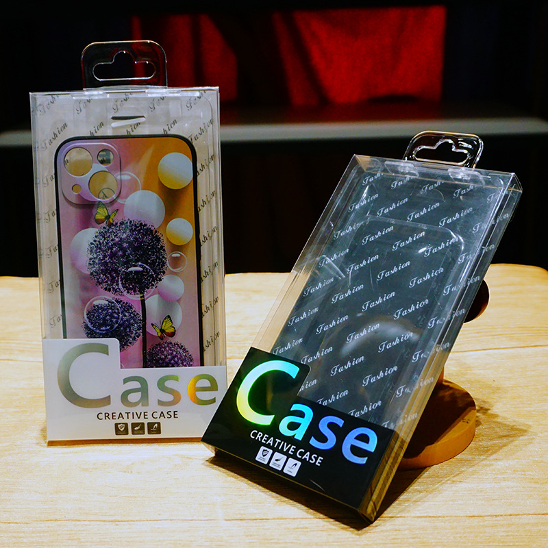 High-grade hot silver PVC mobile phone case packaging neutral transparent Apple mobile phone case packaging box digital 3C plastic box