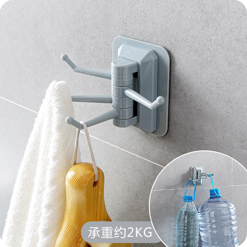 Big Sale Rotating Hook Strong Adhesive Towel Rack Bathroom Wall Storage Rack Punch-Free Traceless Adhesive Hook Single Hook