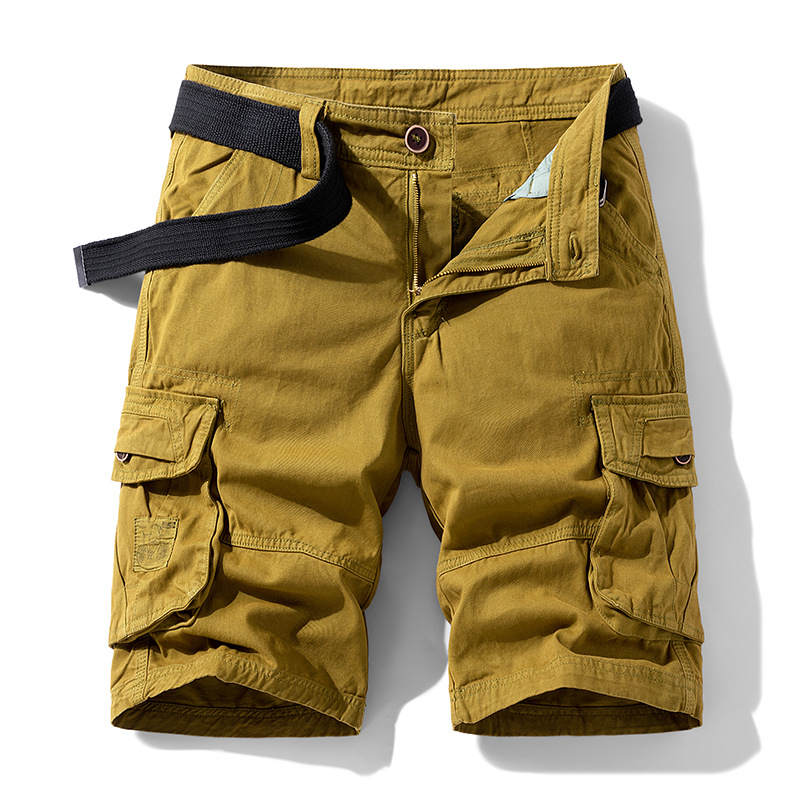 2025 Summer New Style Thin Casual Mid-Pants Multi-Pocket Workwear Shorts All-Match Straight Loose Shorts for Men