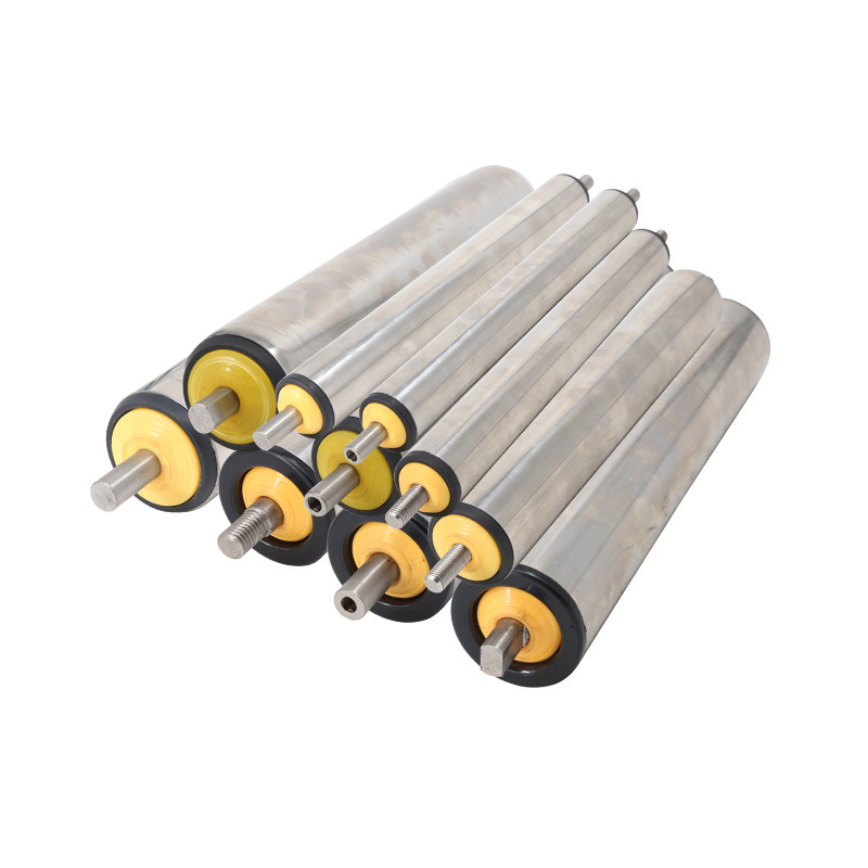 厂家供应输送设备配件无动力滚筒镀锌不锈钢尼龙座滚筒PVC滚筒