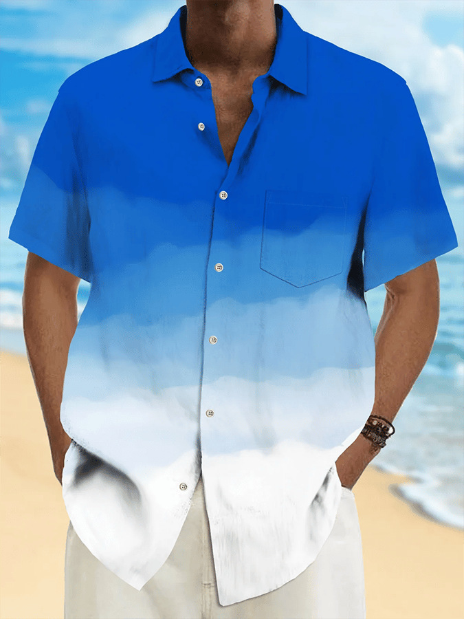 2025 nuevo estilo comercio exterior transfronterizo elemento creativo camisa 3D impresión digital tendencia suelta camisa de manga corta top de hombre