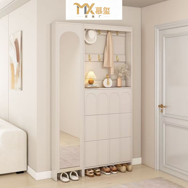 Ultra-Thin Shoe Cabinet, Entrance Hall, Practical and Cost-Effective Storage Cabinet, Clothes Rack, Full-Body Dressing Mirror for Entry