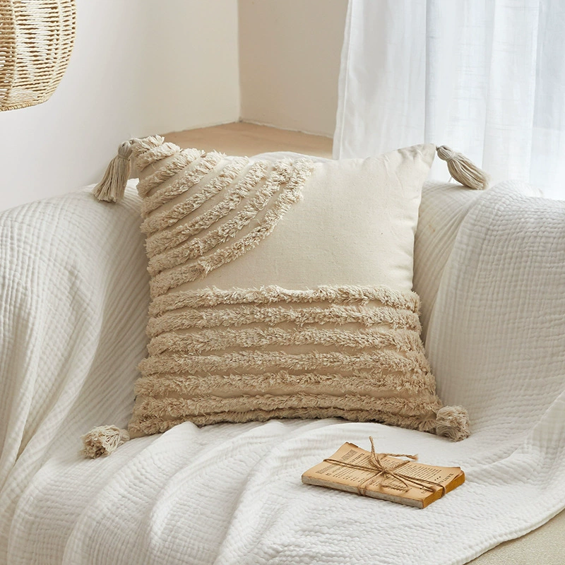 Decorative Pillowcase 45×45 cm, boho velvet with tassels, available with or without insert