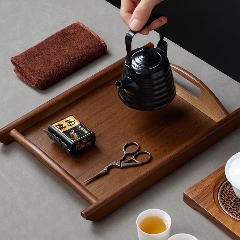 Japanese-style Household Tea Cup Tray Living Room Tea Tray Dumpling Storage Tray Rectangular Bamboo Wooden Environmental Protection Tray