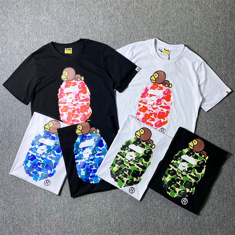 cotton camouflage T-shirt with a round collar