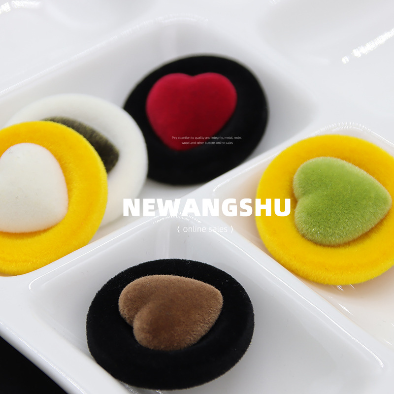 Flocked Heart Double Button Coat Top High-End Women's Woolen Windbreaker Sleeve Button Suit Men's Suit Button Wholesale