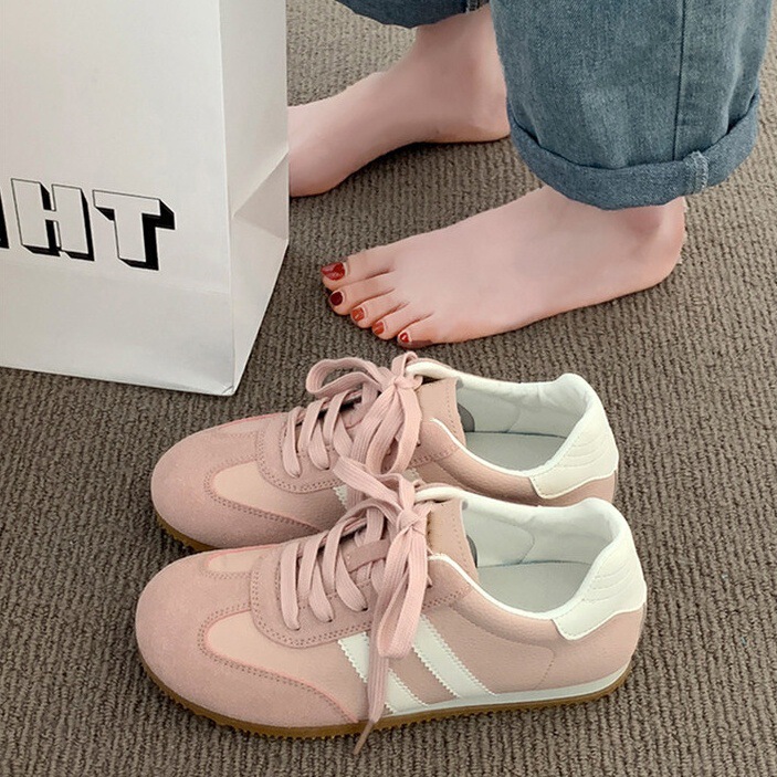 Women's Thick-Soled German Training Shoes 2026 New Summer Casual Comfortable Leather Lace-Up Breathable Sports Casual Sneakers for Women