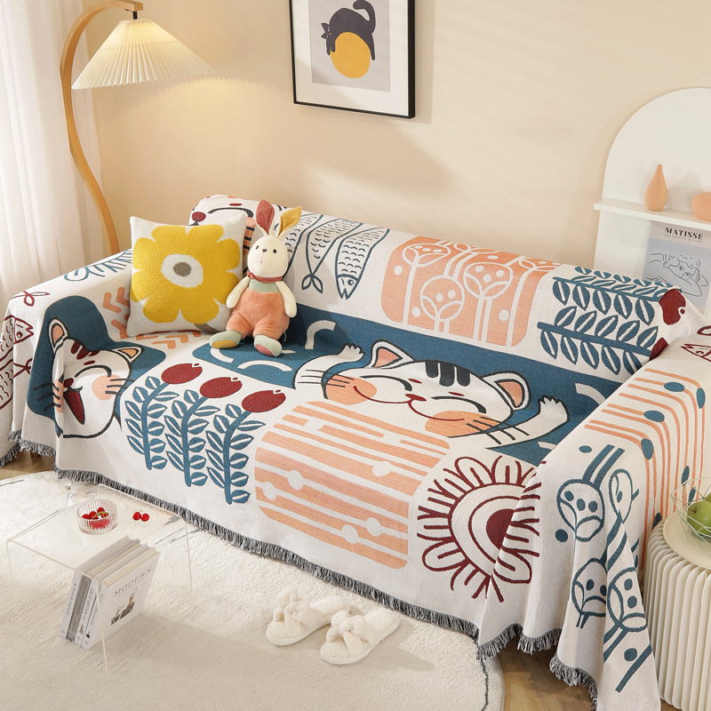 0智贝主图针织万能沙发巾北欧ins风盖布全盖沙发垫套罩盖毯单